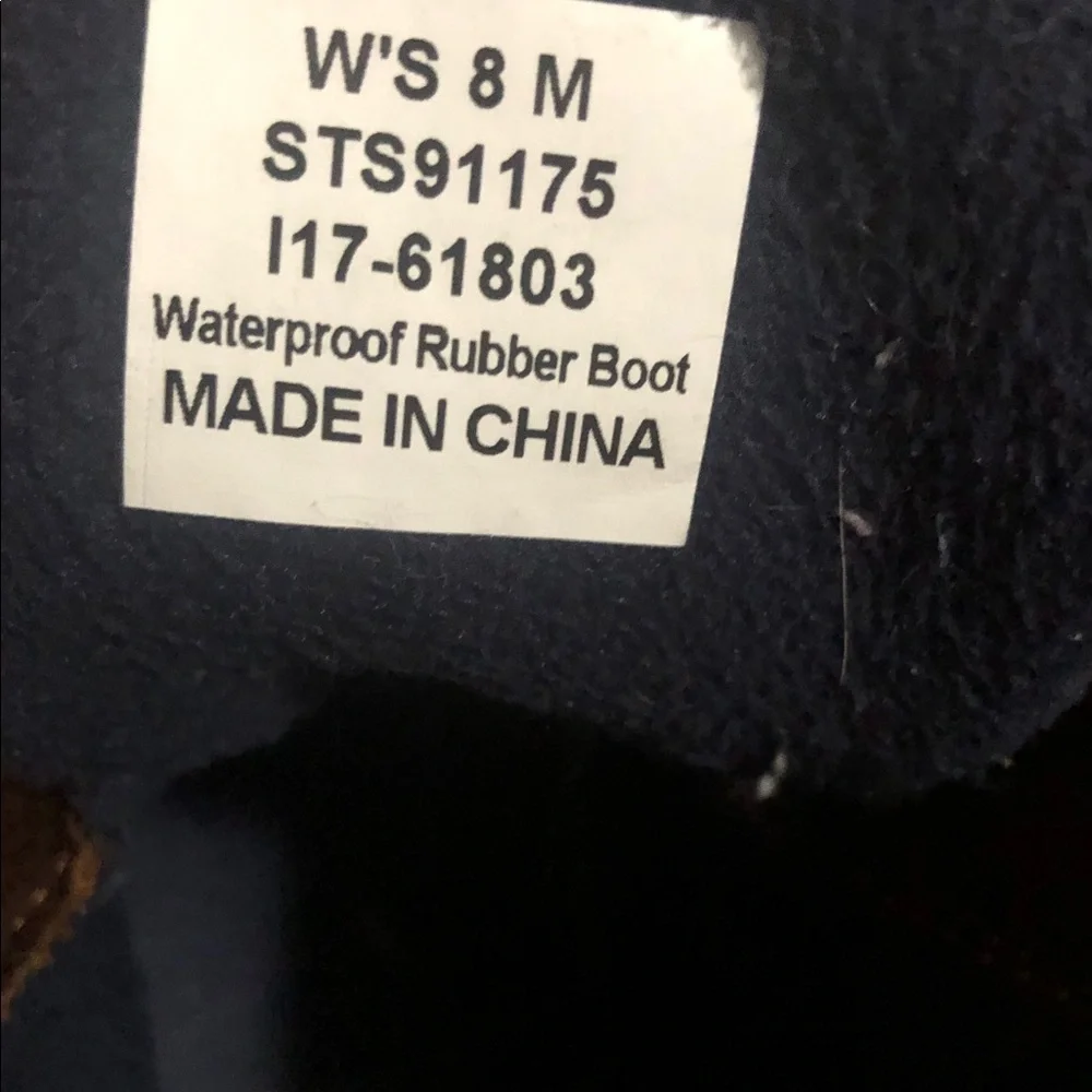 SPERRY Women's Saltwater Core Duck Rain Boots Navy Brown Size 8M